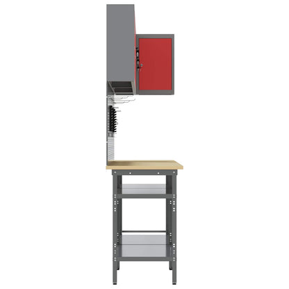 vidaXL Work Cabinet Set with Shelf with Storage 10 pcs Red and Grey 6