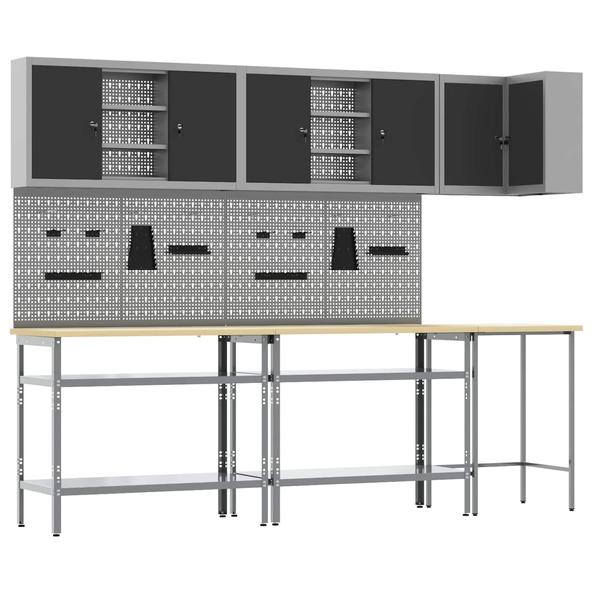 vidaXL Work Cabinet Set with Shelf with Storage 10 pcs Black and Grey 1