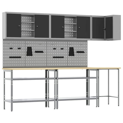 vidaXL Work Cabinet Set with Shelf with Storage 10 pcs Black and Grey 1