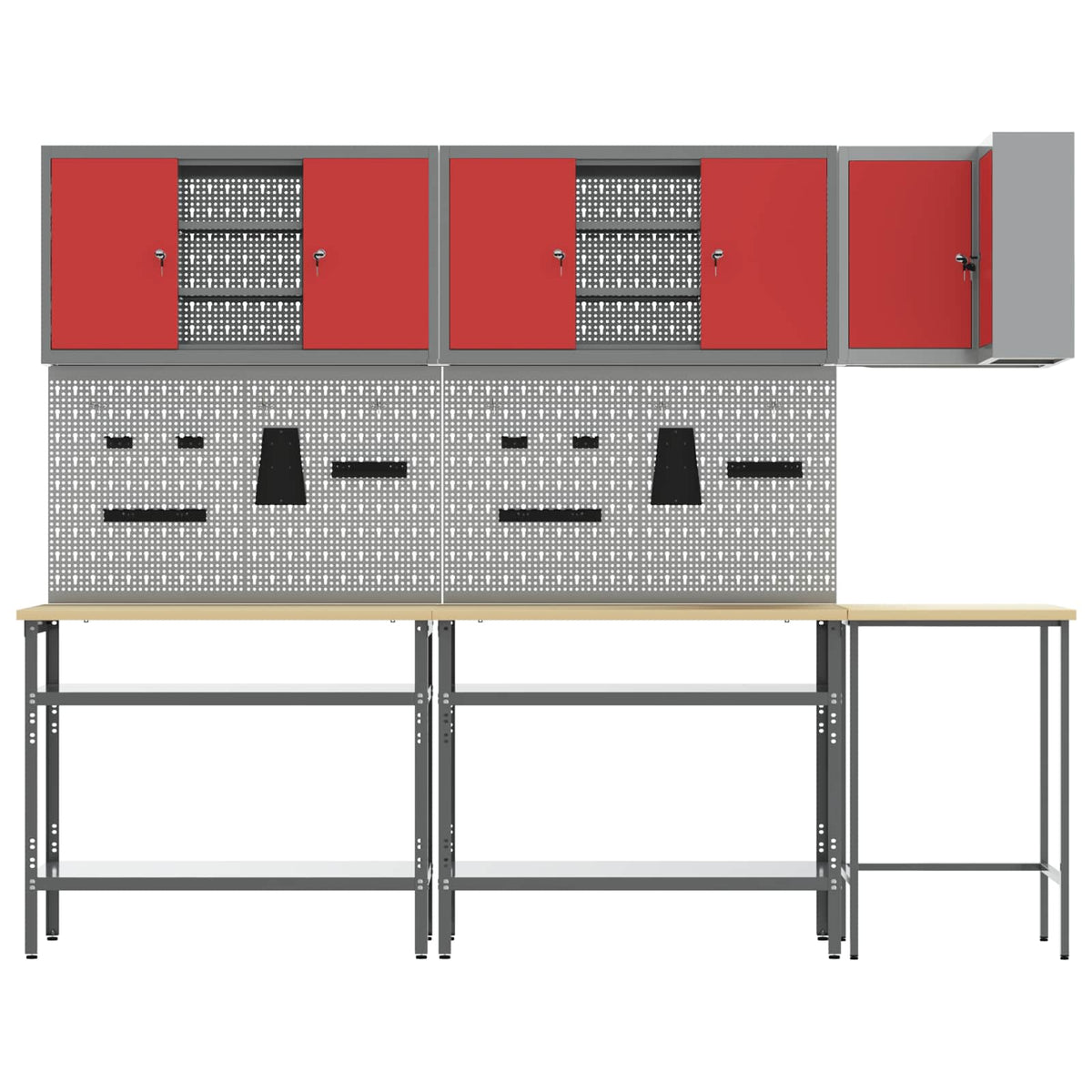 vidaXL Work Cabinet Set with Shelf with Storage 10 pcs Red and Grey 3