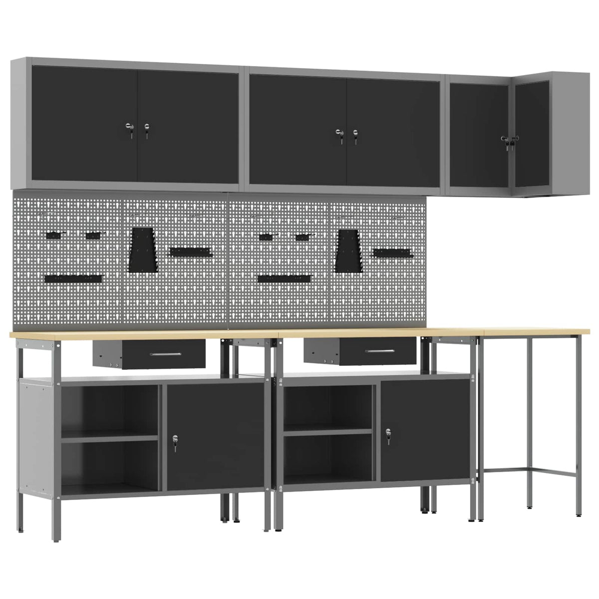 vidaXL Work Cabinet Set with Drawer with Shelf 10 pcs Black and Grey 2