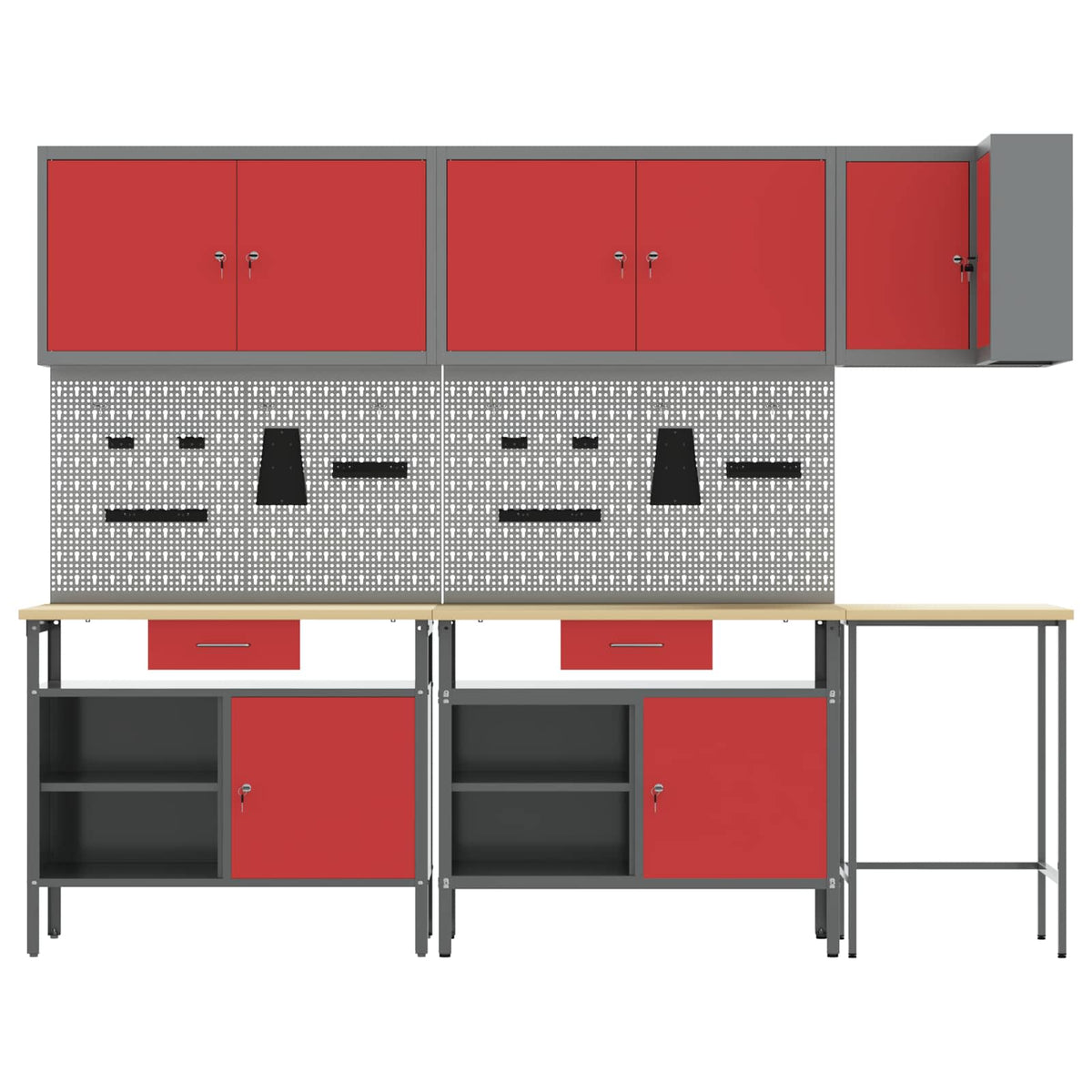 vidaXL Work Cabinet Set with Drawer with Shelf 10 pcs Red and Grey 3