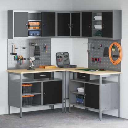 vidaXL Work Cabinet Set with Drawer with Shelf 10 pcs Black and Grey 1