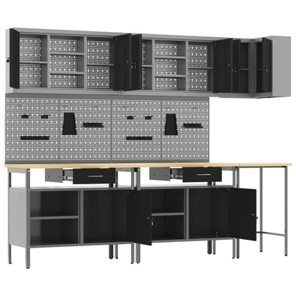 vidaXL Work Cabinet Set with Drawer with Shelf 10 pcs Black and Grey 6