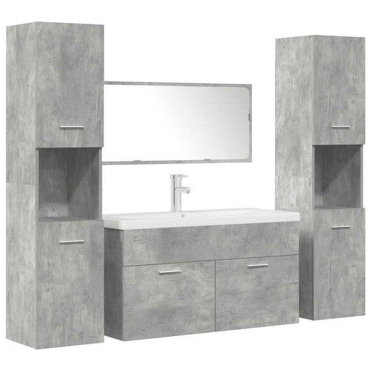 vidaXL 5 Piece Bathroom Furniture Set Concrete Grey Engineered Wood 2