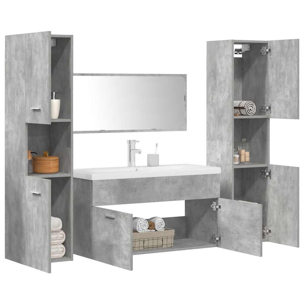 vidaXL 5 Piece Bathroom Furniture Set Concrete Grey Engineered Wood 1