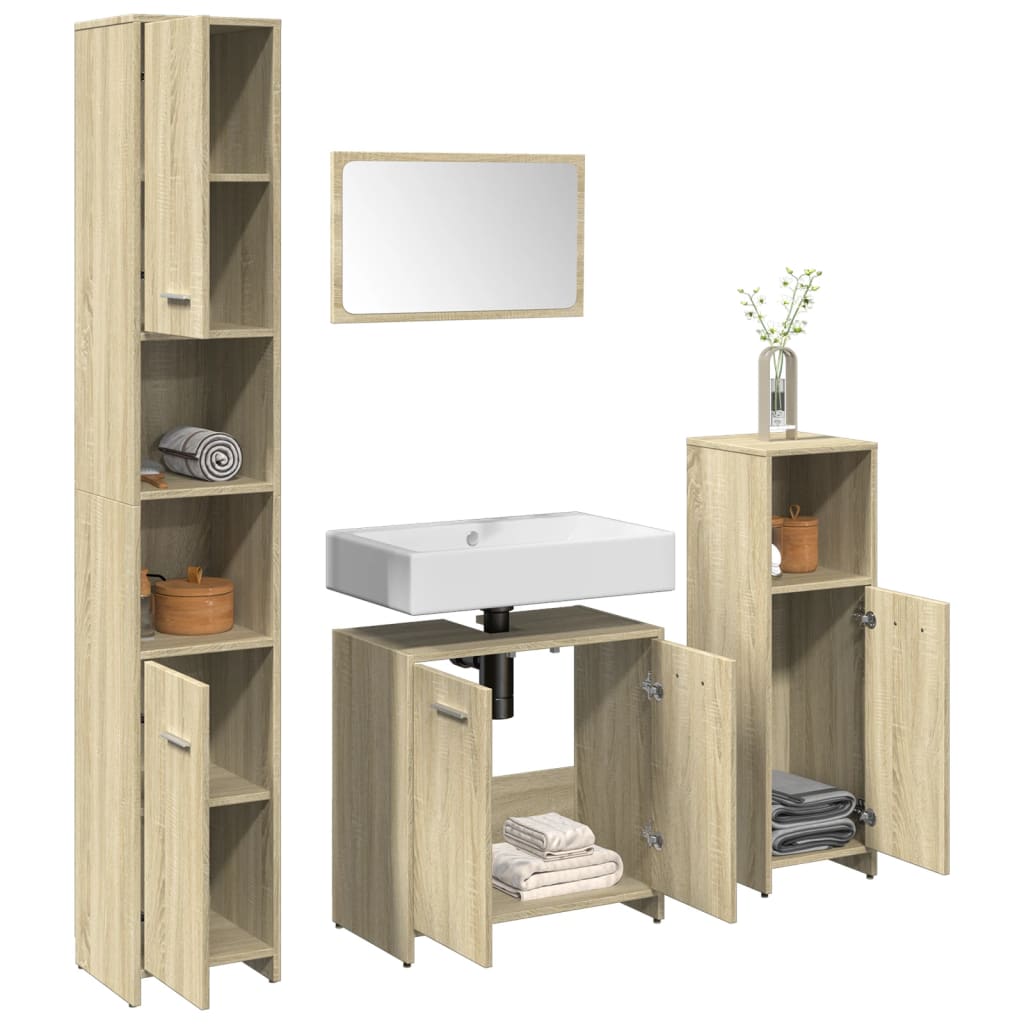 vidaXL 4 Piece Bathroom Furniture Set Engineered Wood