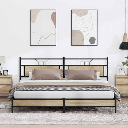 Bed Frame without Mattress Engineered Wood Sonoma Oak with Headboard & Low Footboard 200 cm 200 cm