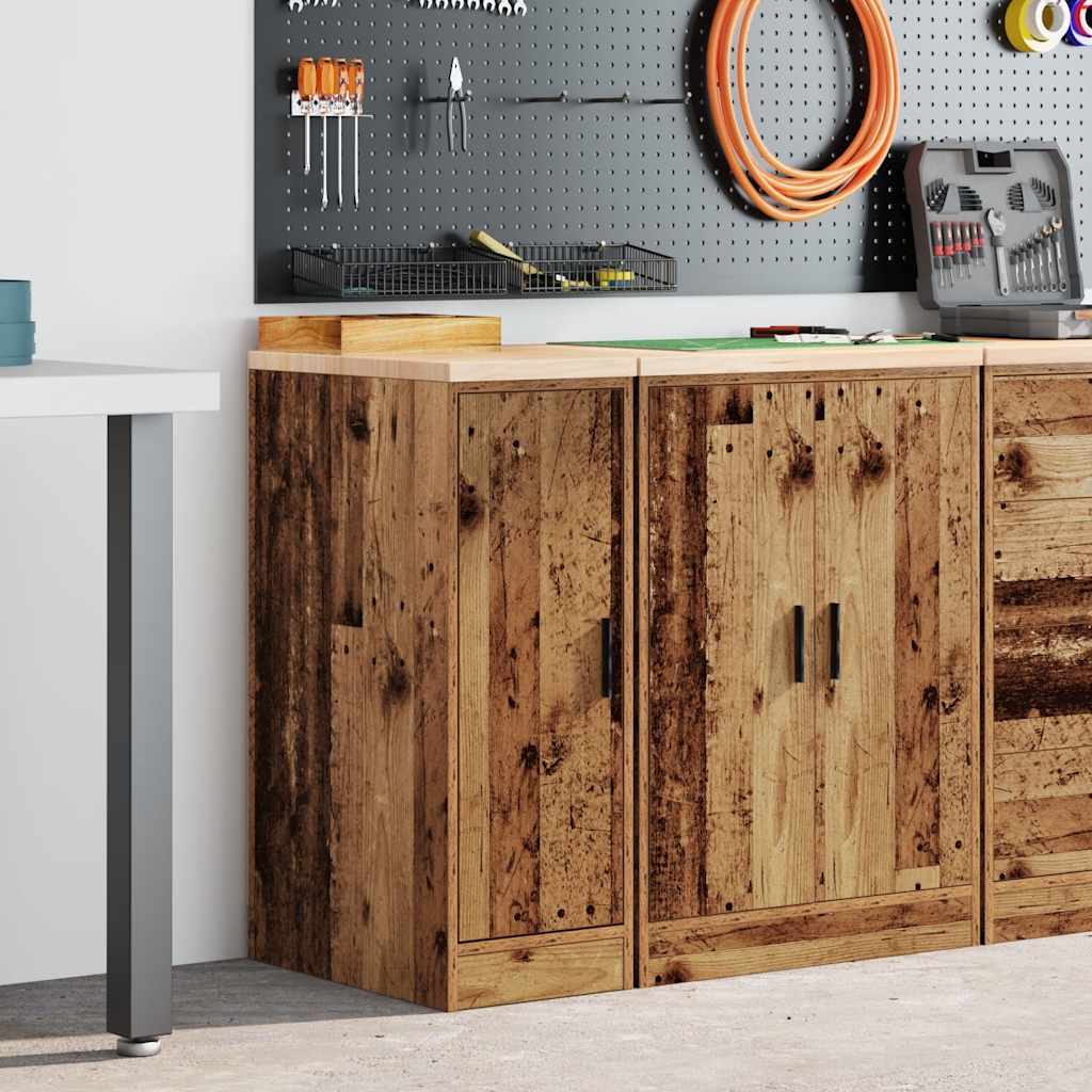 Garage Storage Cabinet Solid Wood Pine 30 x 51 x 85 cm 1 Wood Door Old wood