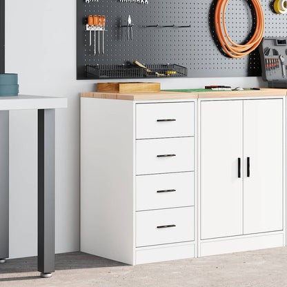 Garage Storage Cabinet Solid Wood Pine 40 x 51 x 85 cm 4 Drawers White