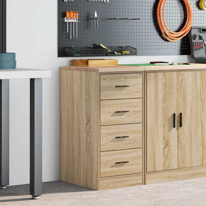 Garage Storage Cabinet Solid Wood Pine 40 x 51 x 85 cm 4 Drawers Sonoma oak