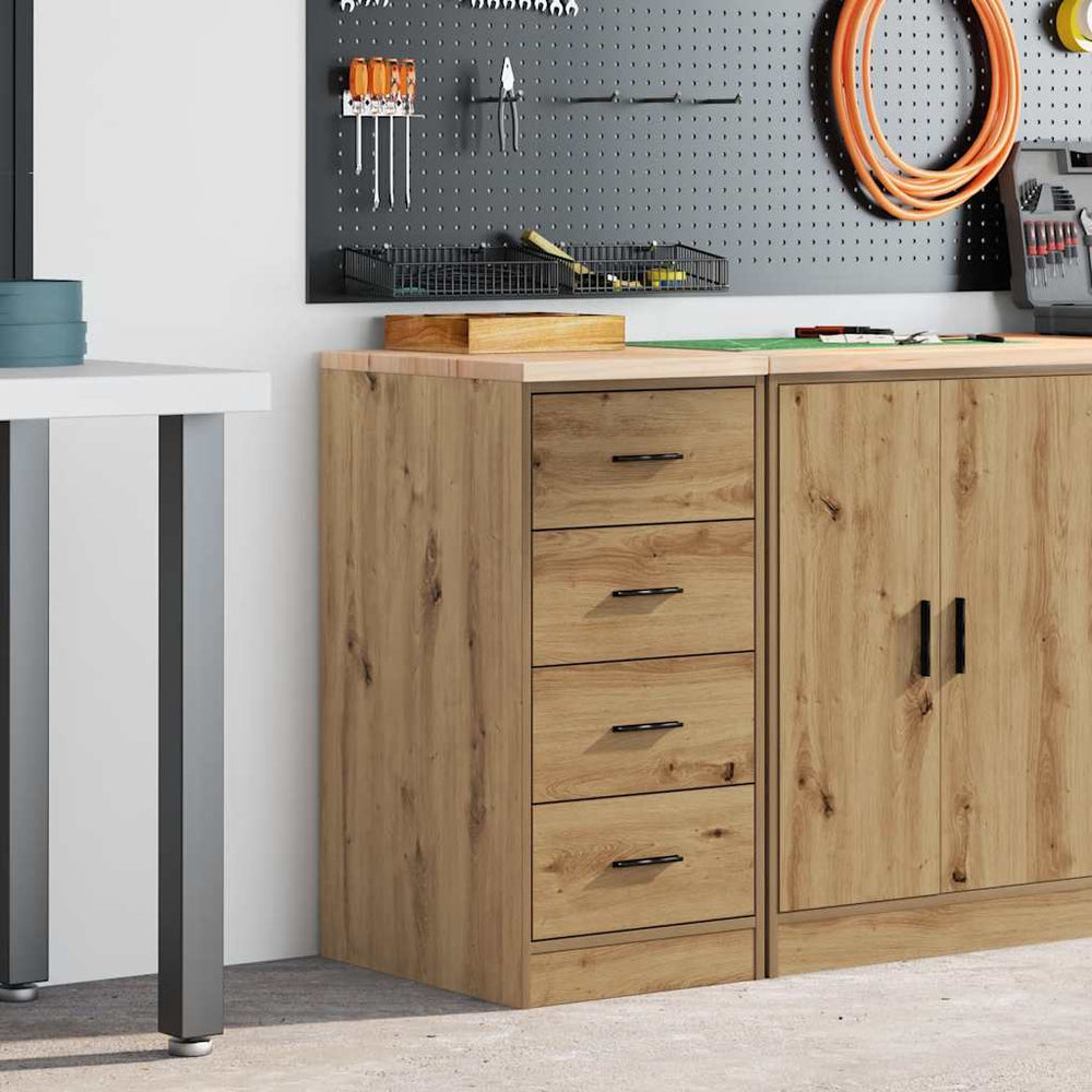 vidaXL Garage Storage Cabinet Solid Wood Pine 40 x 51 x 85 cm 4 Drawers