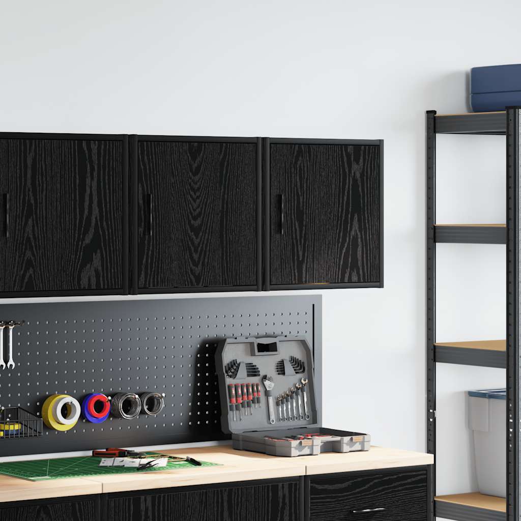 Garage Wall Cabinets Engineered Wood 2 pcs 40 x 30 x 41 cm Black