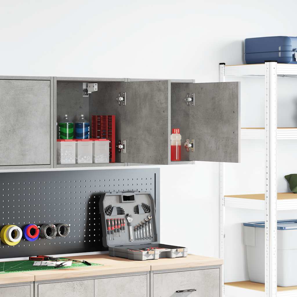 Garage Wall Cabinets Engineered Wood 2 pcs 40 x 30 x 41 cm Concrete grey