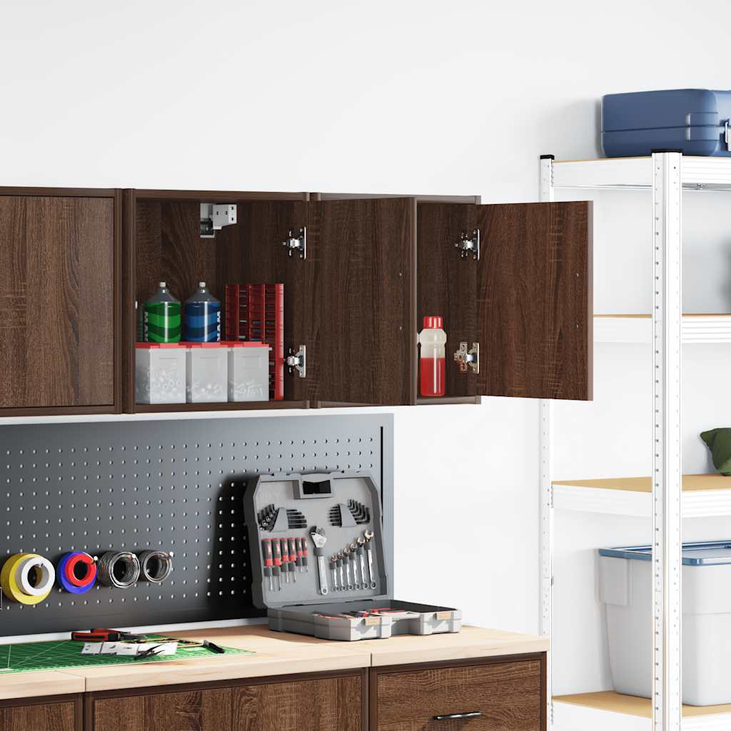 Garage Wall Cabinets Engineered Wood 2 pcs 40 x 30 x 41 cm Brown oak