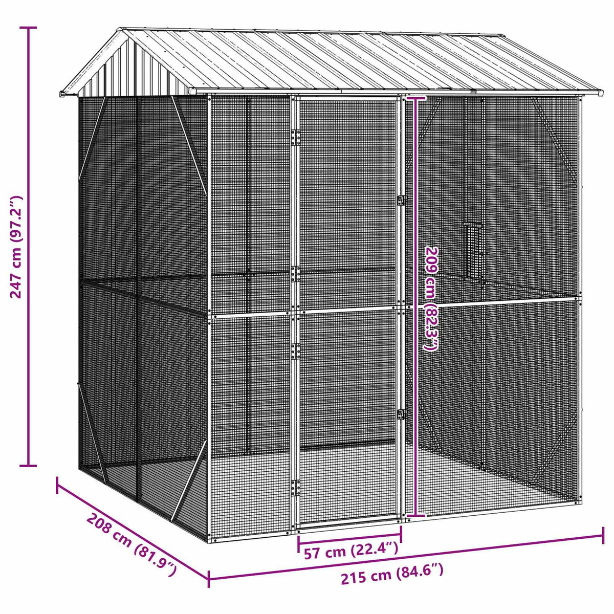 vidaXL Bird Cage Anthracite 215 x 208 x 247 cm 6