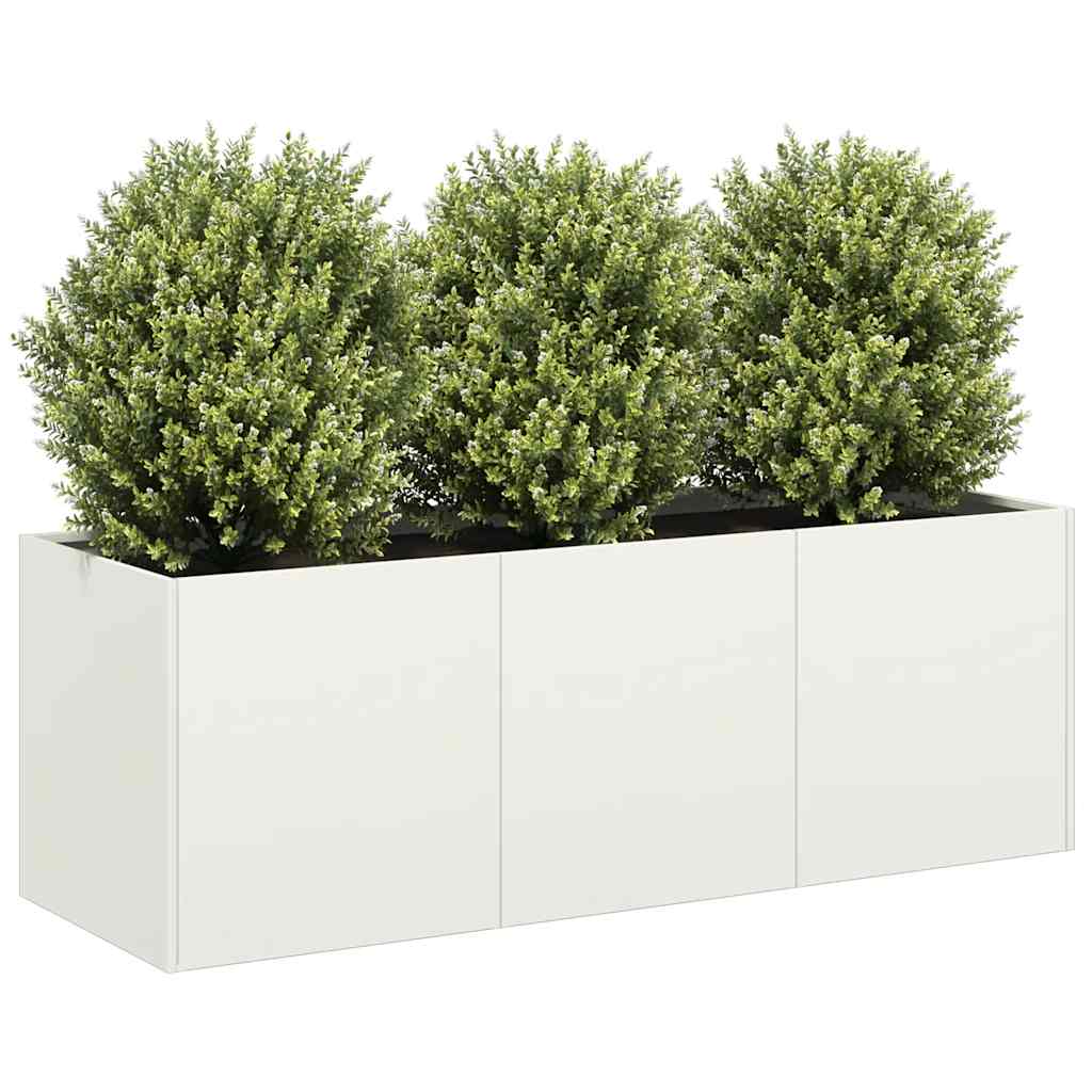 Planter 120x40x40 cm Cold-rolled Steel White