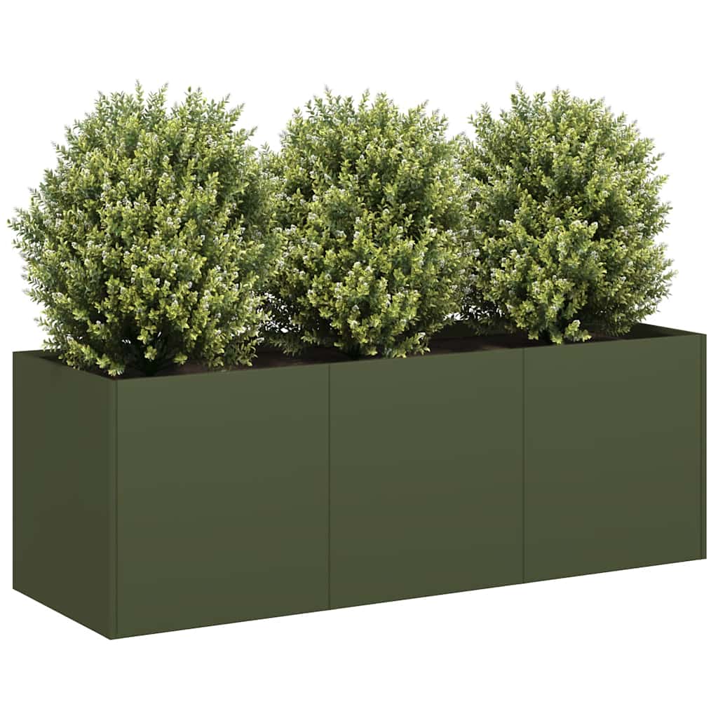 Planter 120x40x40 cm Cold-rolled Steel Olive green