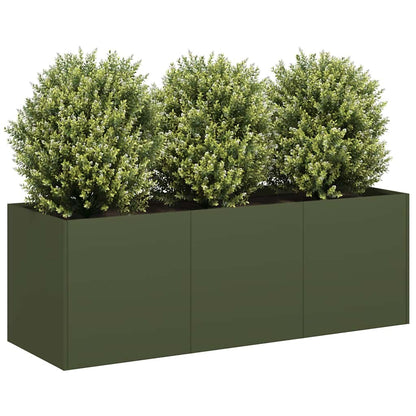 Planter 120x40x40 cm Cold-rolled Steel Olive green