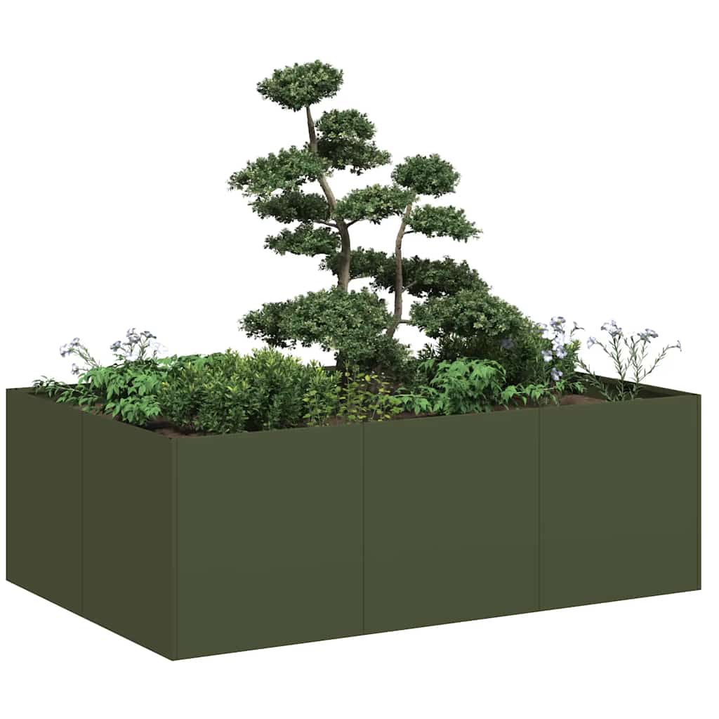 Planter 120x80x40 cm Steel Olive green