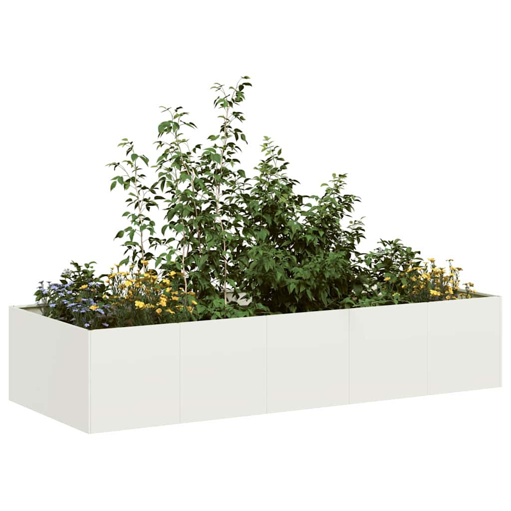 Planter 200x80x40 cm Steel White