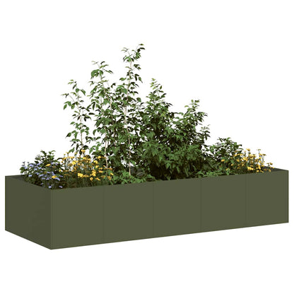 Planter 200x80x40 cm Steel Olive green