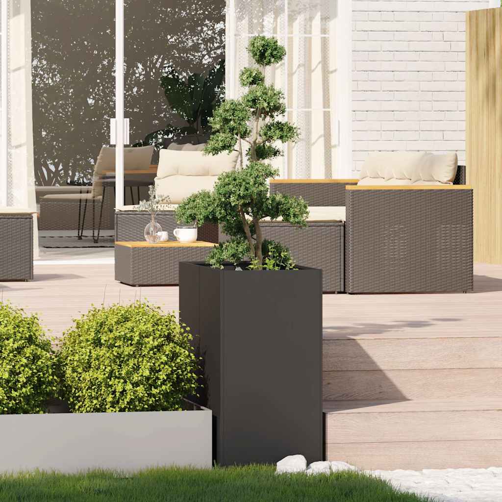 Planter Steel Depth 80 cm Height 80 cm Black 40 cm