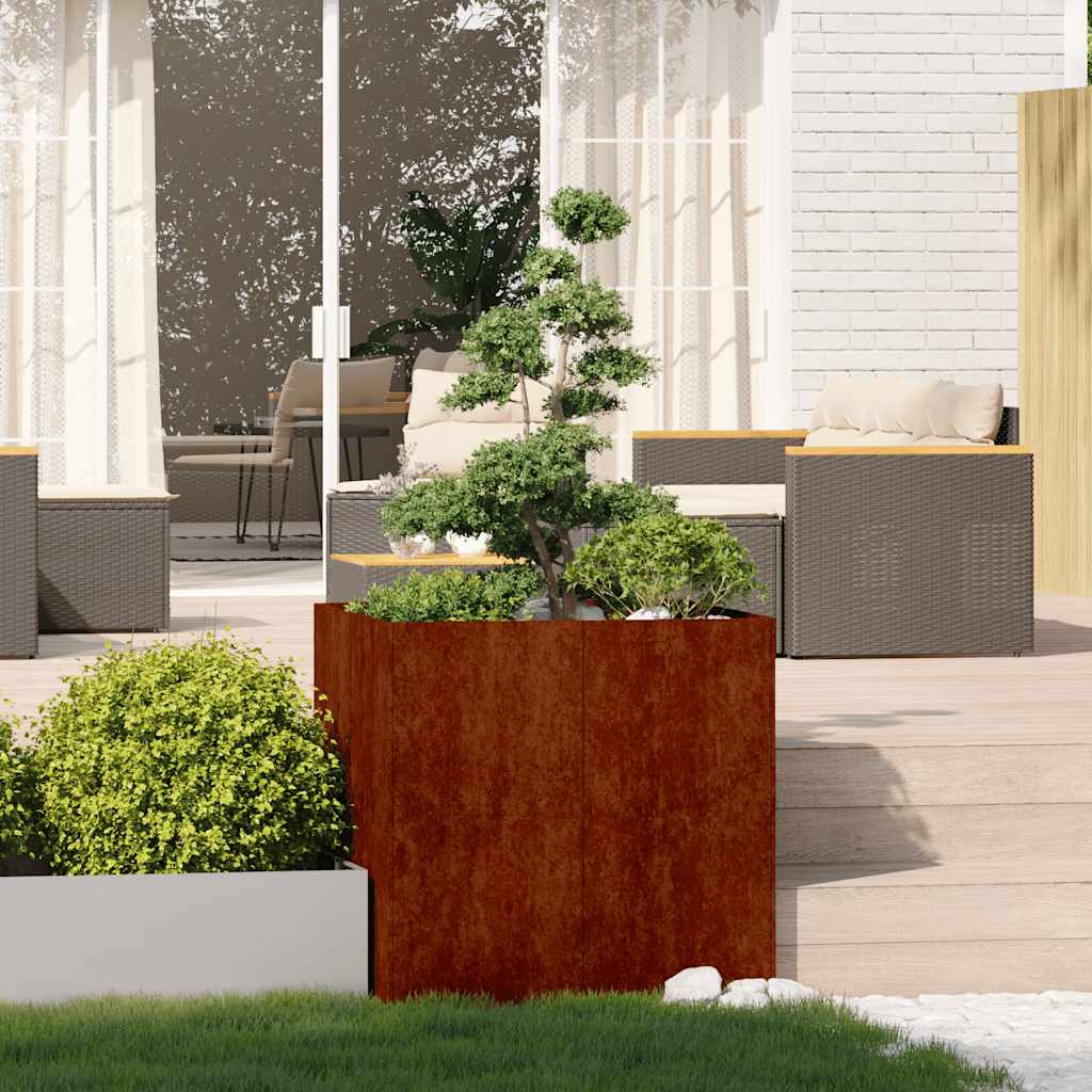 Planter Steel Depth 80 cm Height 80 cm Weathering steel 80 cm