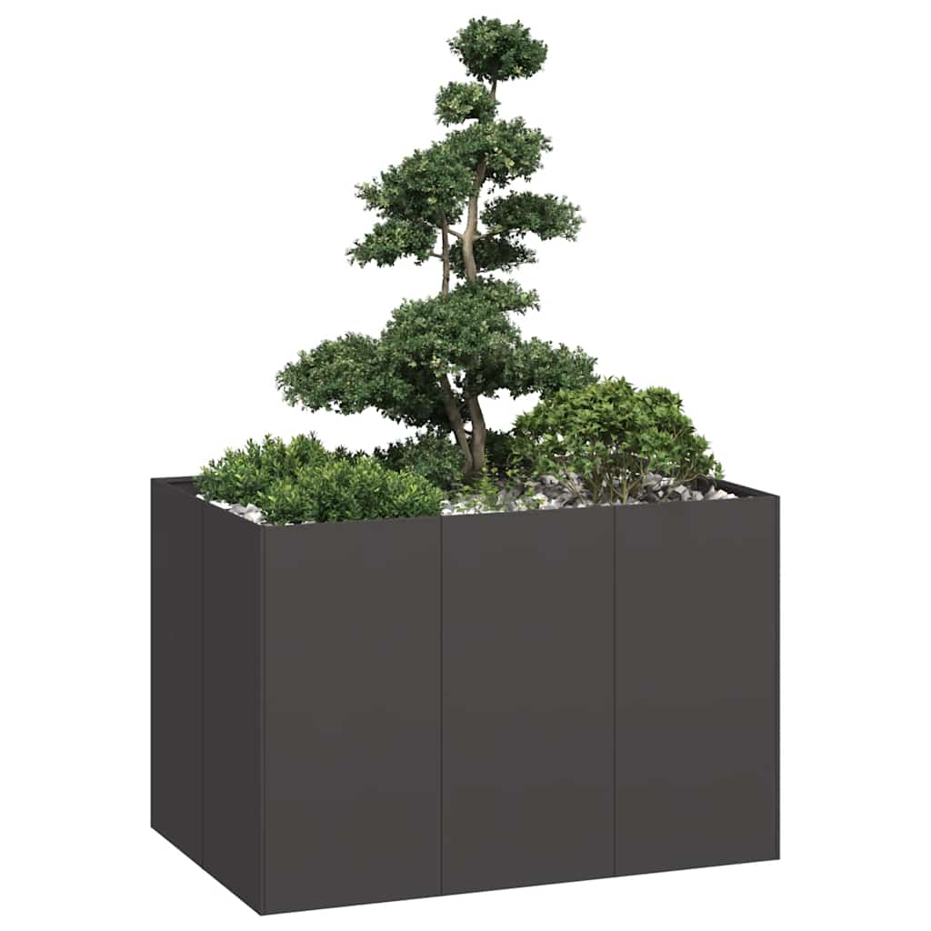 Planter Steel Depth 80 cm Height 80 cm Black 120 cm