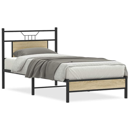 Bed Frame without Mattress Engineered Wood Sonoma Oak with Headboard & Low Footboard 90 cm 200 cm
