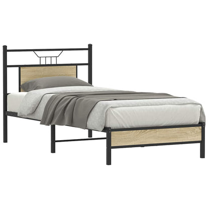 Bed Frame without Mattress Engineered Wood Sonoma Oak with Headboard & Low Footboard 90 cm 200 cm