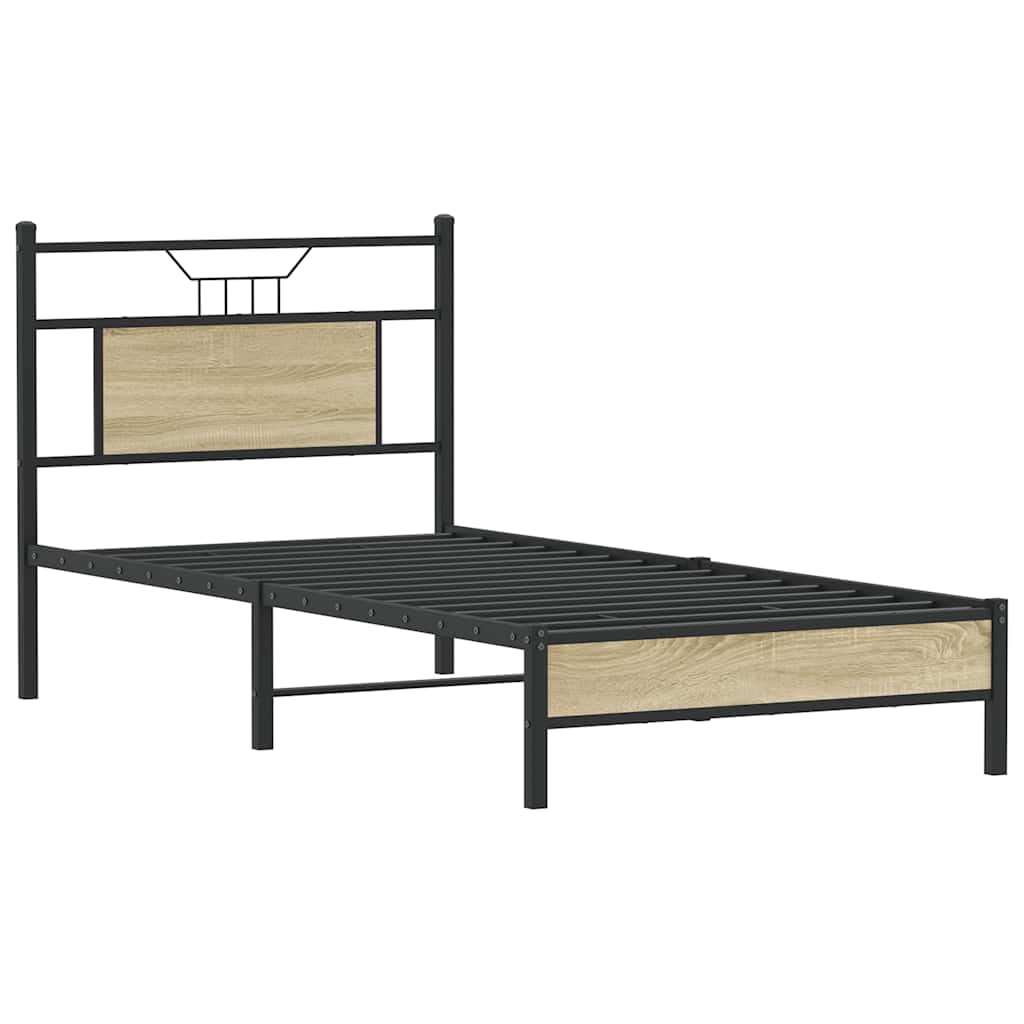 Bed Frame without Mattress Engineered Wood Sonoma Oak with Headboard & Low Footboard 90 cm 200 cm