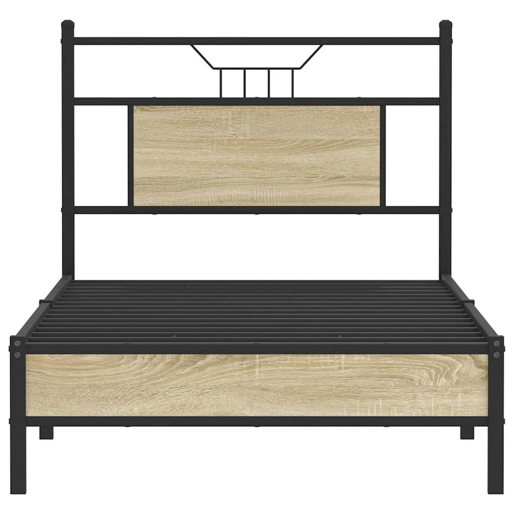 Bed Frame without Mattress Engineered Wood Sonoma Oak with Headboard & Low Footboard 90 cm 200 cm