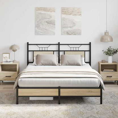 Bed Frame without Mattress Engineered Wood Sonoma Oak with Headboard & Low Footboard 137 cm 190 cm