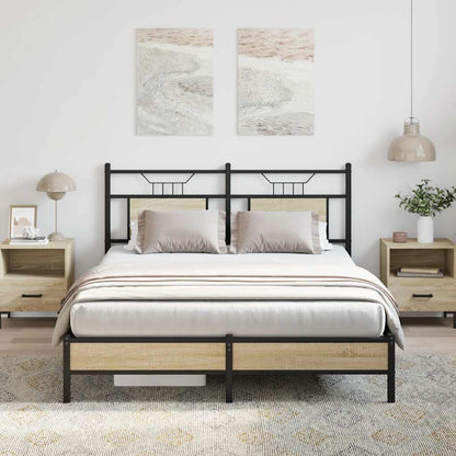 Bed Frame without Mattress Engineered Wood Sonoma Oak with Headboard & Low Footboard 140 cm 200 cm