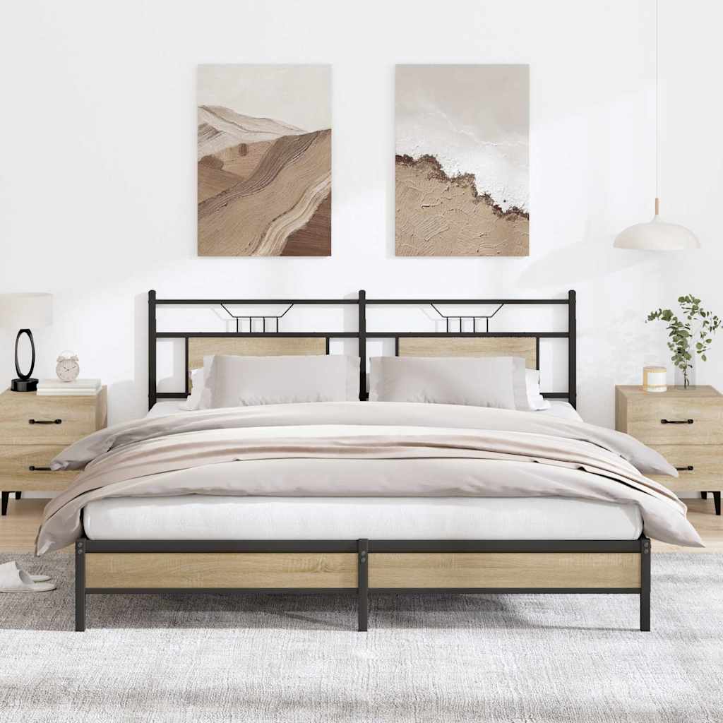 Bed Frame without Mattress Engineered Wood Sonoma Oak with Headboard & Low Footboard 183 cm 203 cm