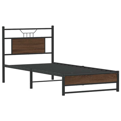 Bed Frame without Mattress Engineered Wood Brown Oak with Headboard & Dual Low Footboard 90 cm 190 cm