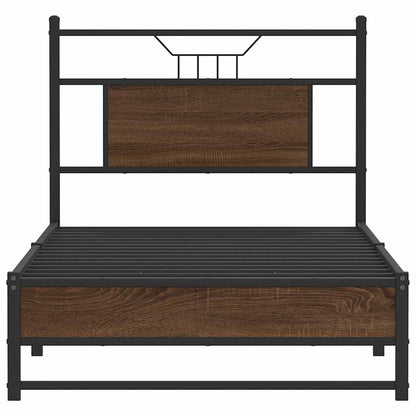 Bed Frame without Mattress Engineered Wood Brown Oak with Headboard & Dual Low Footboard 90 cm 190 cm