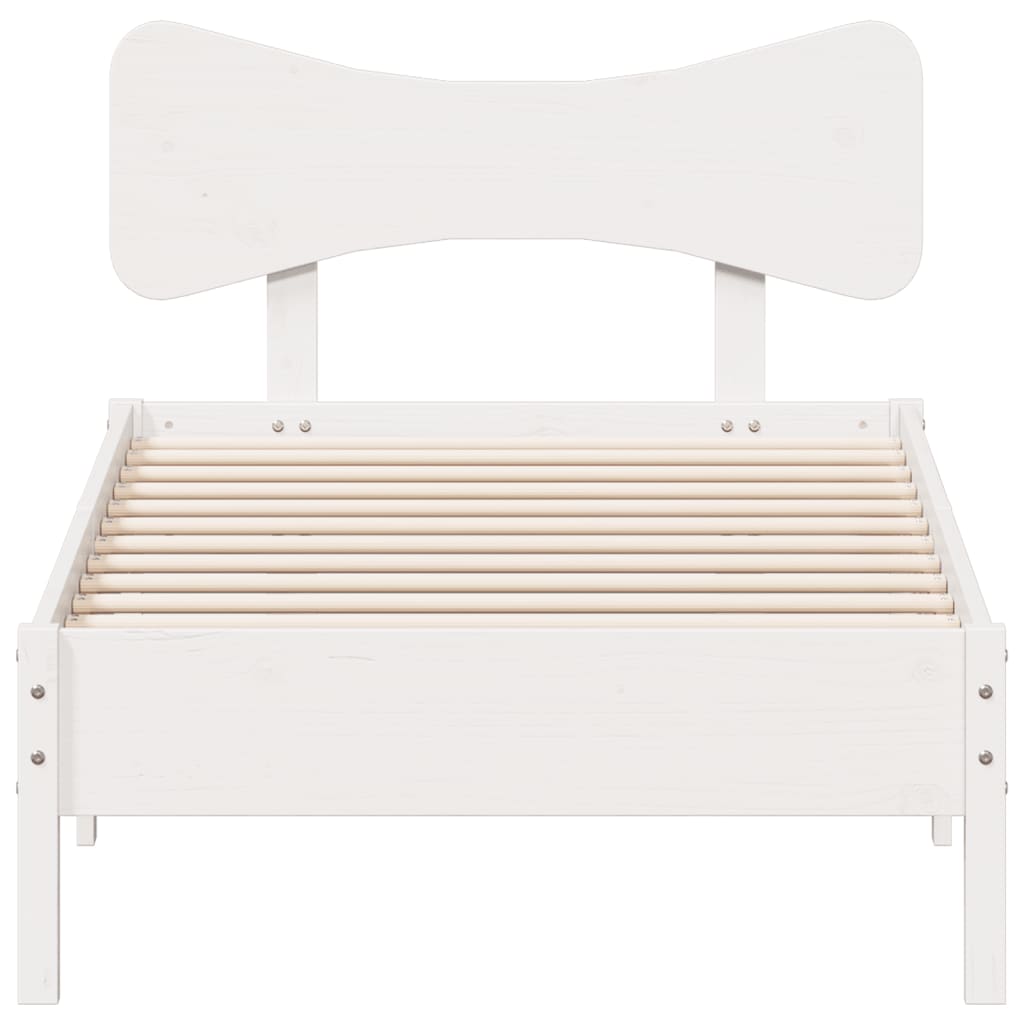 Bed Frame without Mattress Solid Wood Pine Length 200 cm White 100 cm