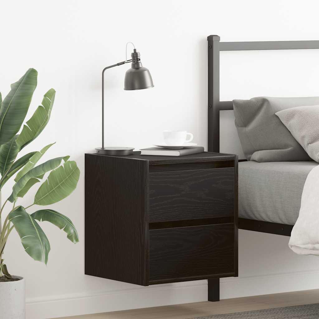 Wall-mounted Bedside Cabinet 38x34x40 cm Black oak