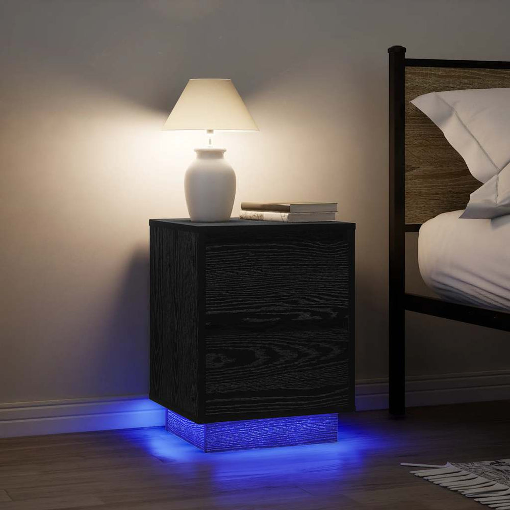 vidaXL Bedside Cabinets with LED Lights 38x34x50 cm 2 pcs