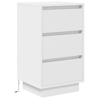 Bedside Cabinet with LED Lights 38x34x50 cm White 65 cm