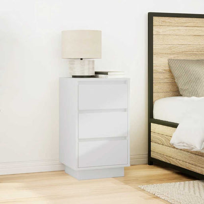 Bedside Cabinet with LED Lights 38x34x50 cm White 65 cm