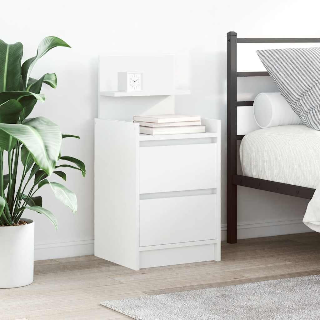 Bedside Cabinet with 2 Drawers 38x34x80 cm White 1