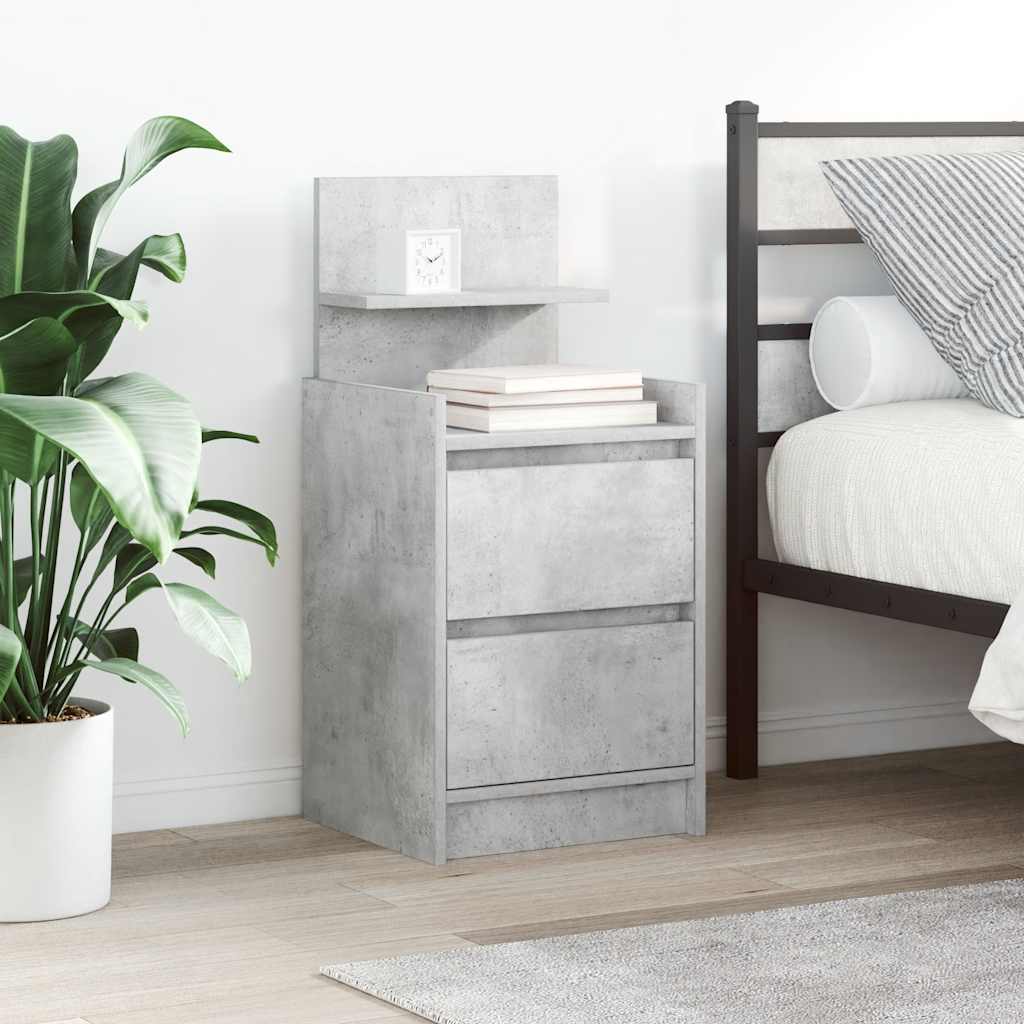 Bedside Cabinet with 2 Drawers 38x34x80 cm Concrete grey 1