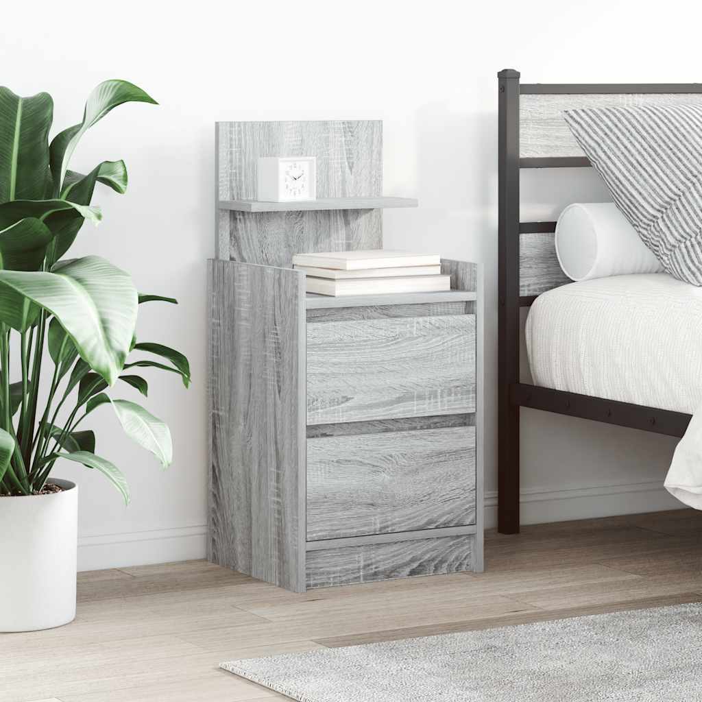 Bedside Cabinet with 2 Drawers 38x34x80 cm Grey sonoma 1