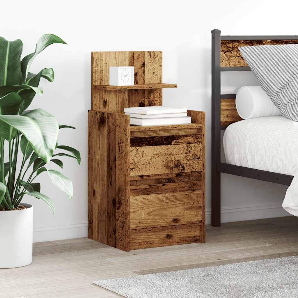 Bedside Cabinet with 2 Drawers 38x34x80 cm Old wood 1