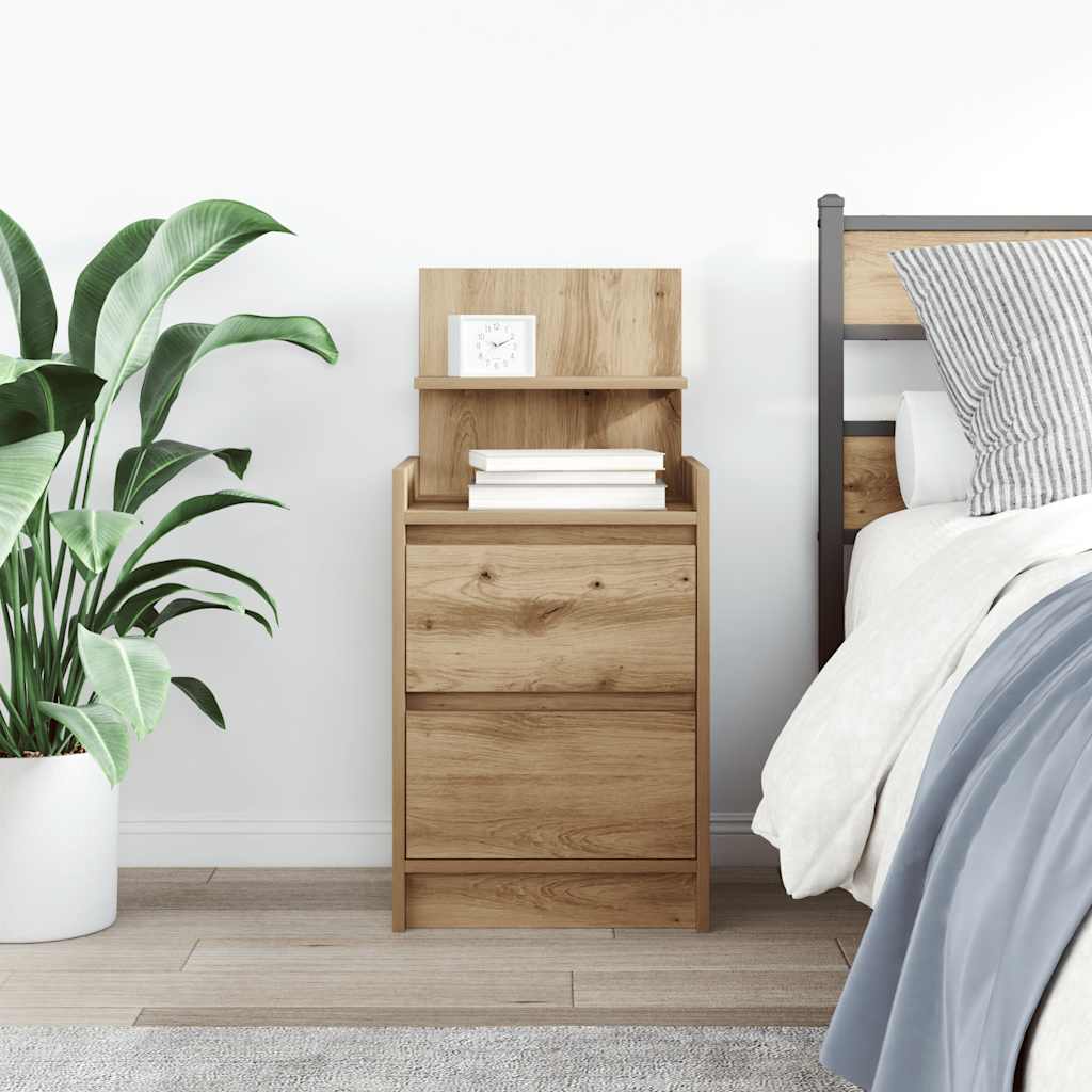 Bedside Cabinet with 2 Drawers 38x34x80 cm Artisan oak 1