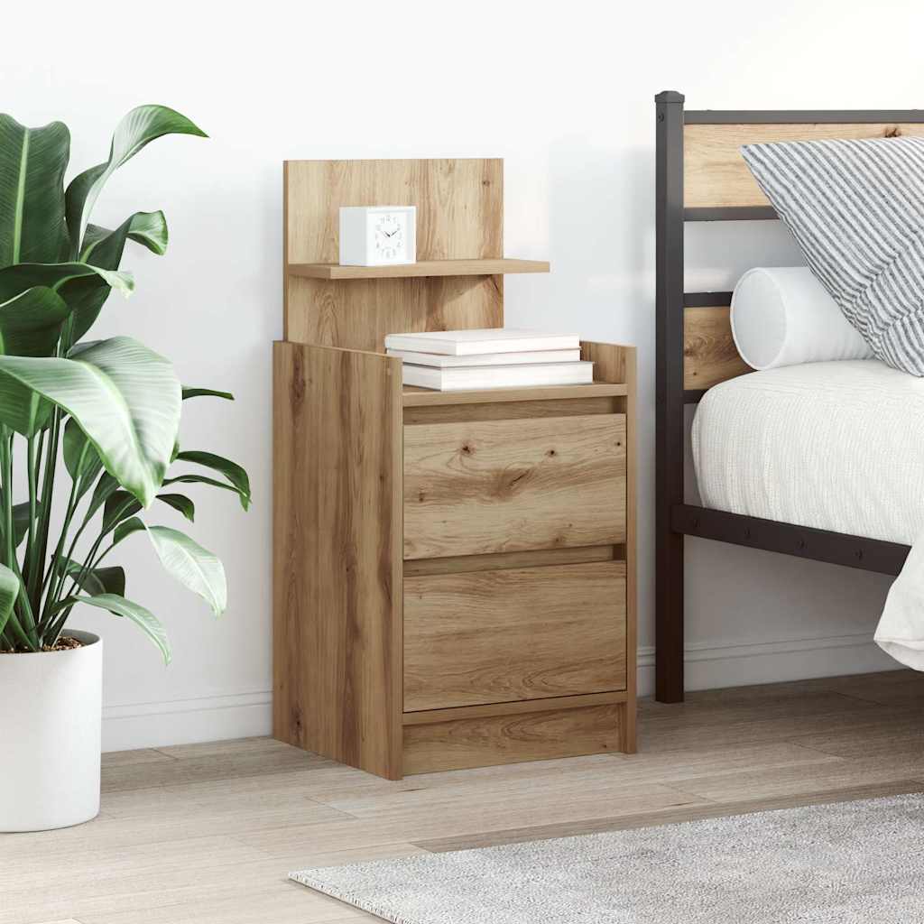 Bedside Cabinet with 2 Drawers 38x34x80 cm Artisan oak 2