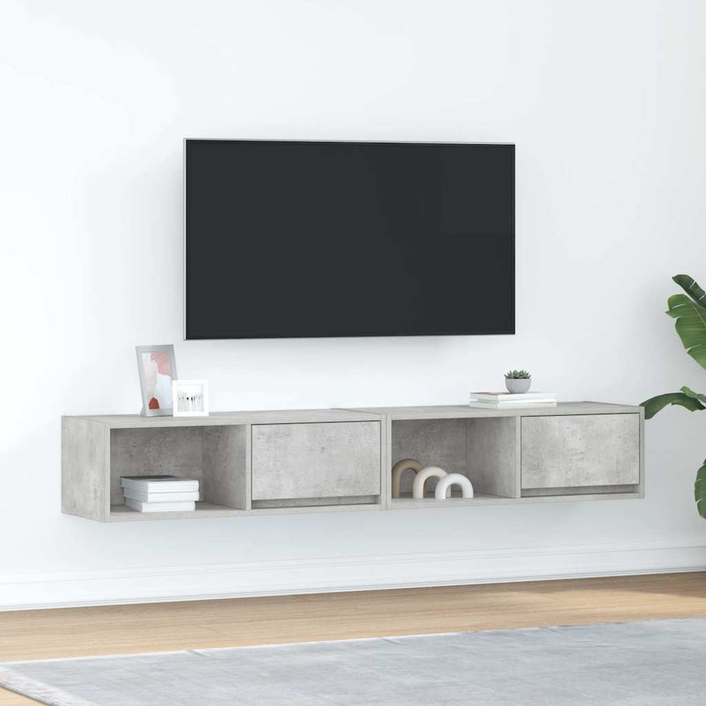 TV Cabinets 80x31x25.5 cm Engineered Wood 2 pcs Concrete grey